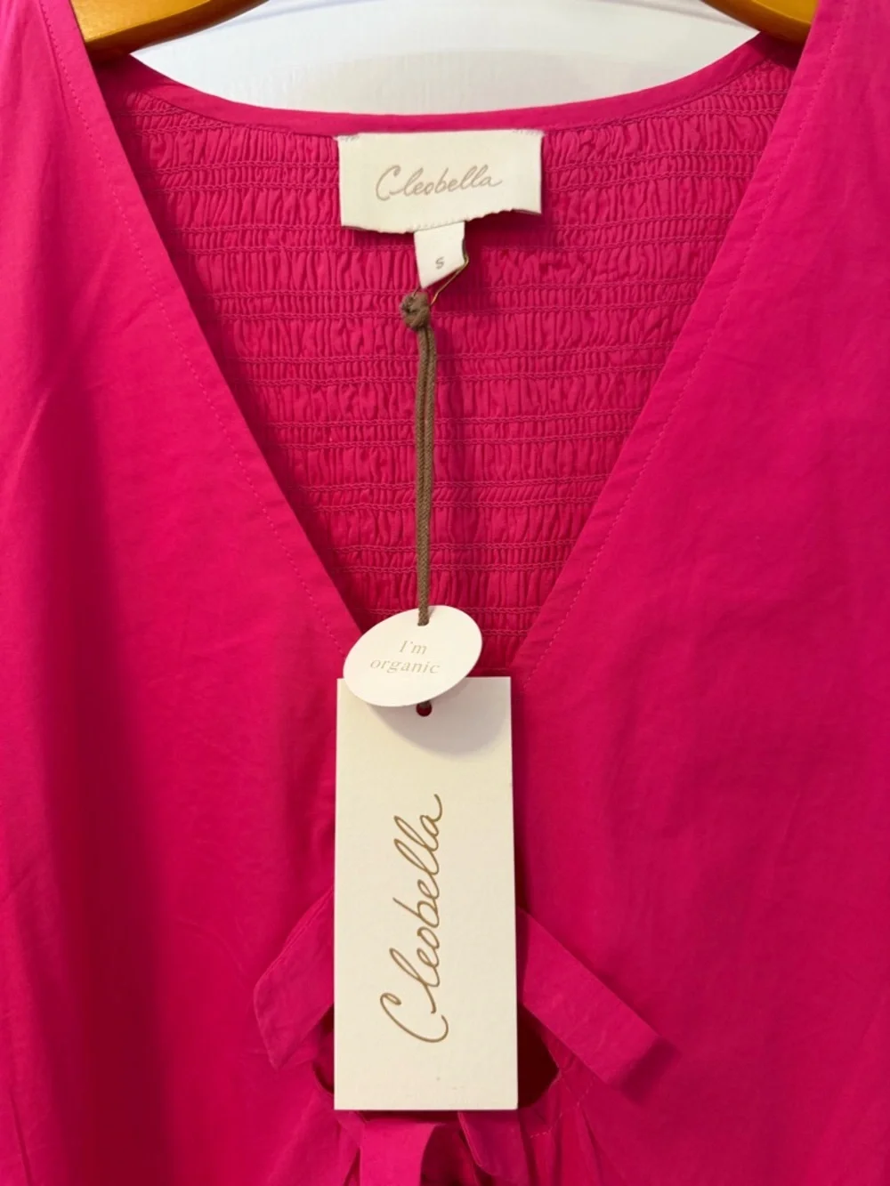 Cleobella Hot Pink Puff Sleeve Mini Dress in Small - Picture 2 of 4